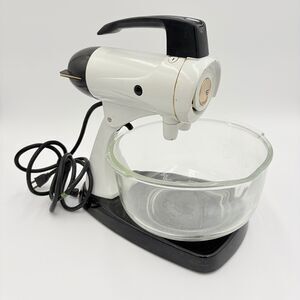 VTG White Sunbeam Mixmaster Stand Mixer 10 speed Glass Bowl Tested